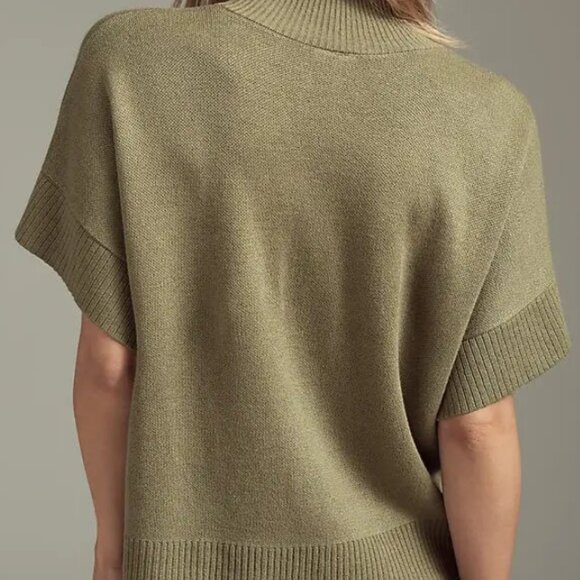 Anthropologie Mock Neck Flared Cap Sleeve Knit Pullover Sweater Size S - Picture 3 of 7